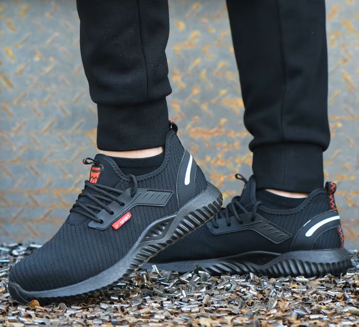 Shoe on rough gravel terrain